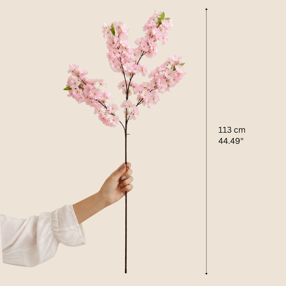 Artificial Japanese Cherry Blossom Branch 120cm (47.2")  Realistic Faux Sakura Stem