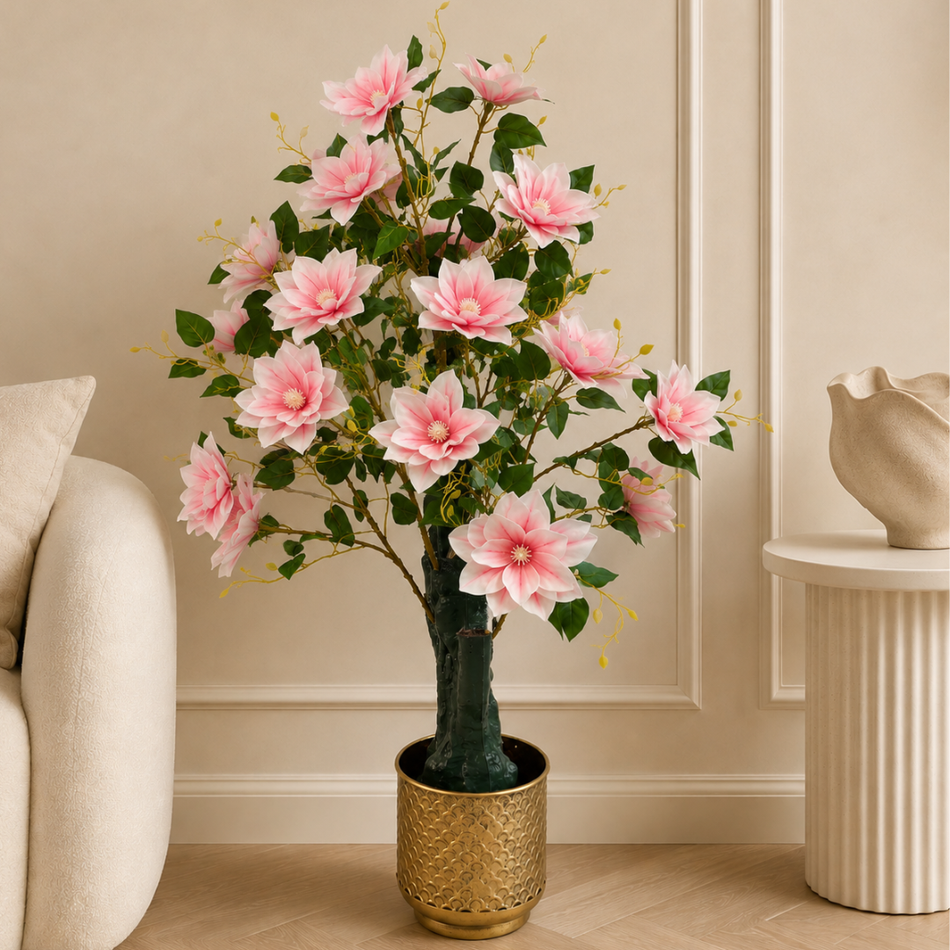 Artificial Pink Clematis Tree 90cm (0.9m / 35.4") Realistic Faux Flowering Tree