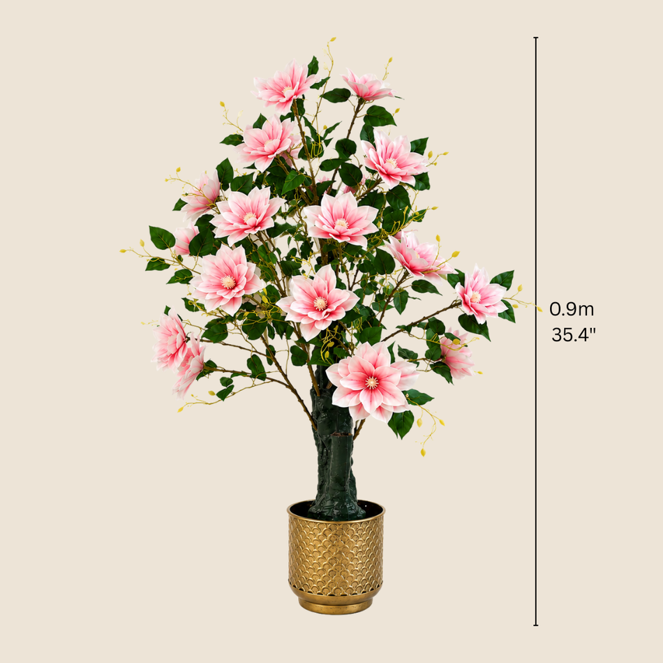Artificial Pink Clematis Tree 90cm (0.9m / 35.4") Realistic Faux Flowering Tree