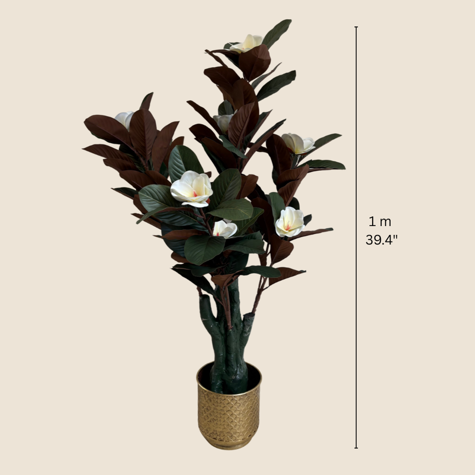 Artificial White Magnolia Tree 100cm (1m / 39.4") Realistic Faux Flowering Tree