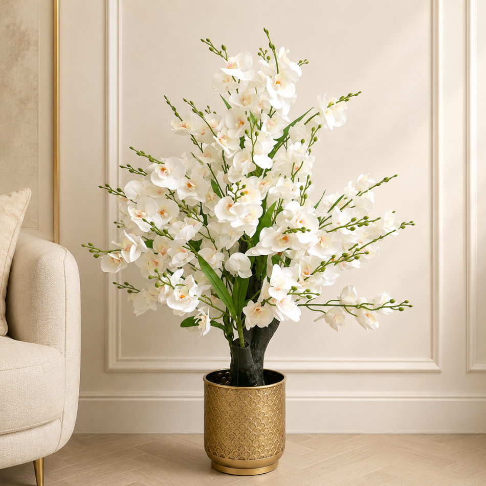 Artificial White Orchid Tree 95cm (37.4") Realistic Faux Orchid Plant