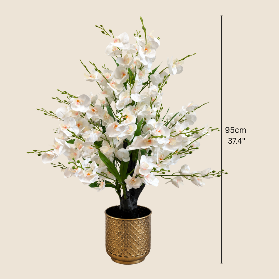Artificial White Orchid Tree 95cm (37.4") Realistic Faux Orchid Plant