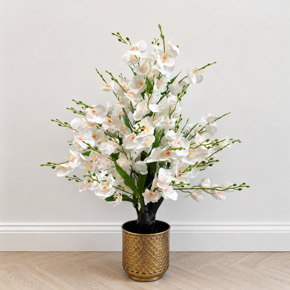 Artificial White Orchid Tree 95cm - Realistic Faux Orchid Plant