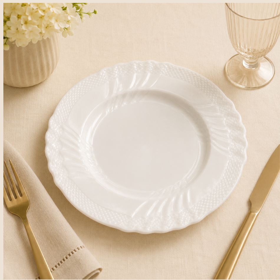 Camellia  luxury  White Porcelain Dinner Plate – 27cm