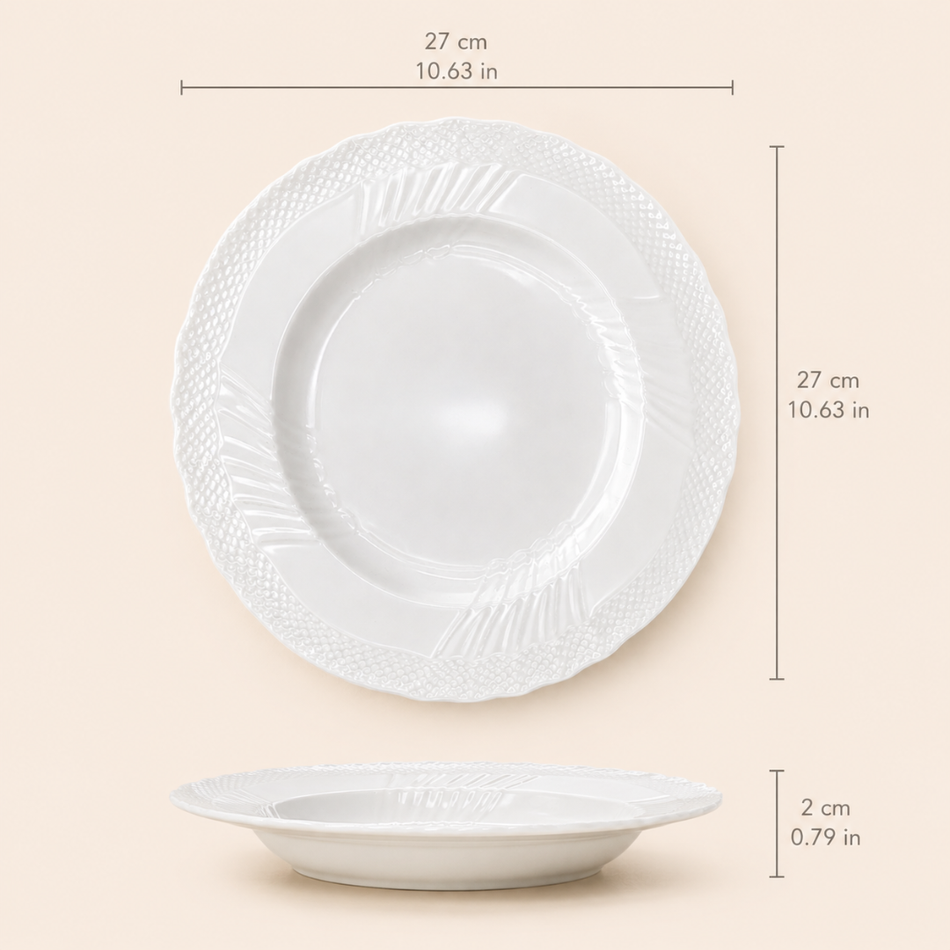 Camellia  luxury  White Porcelain Dinner Plate – 27cm