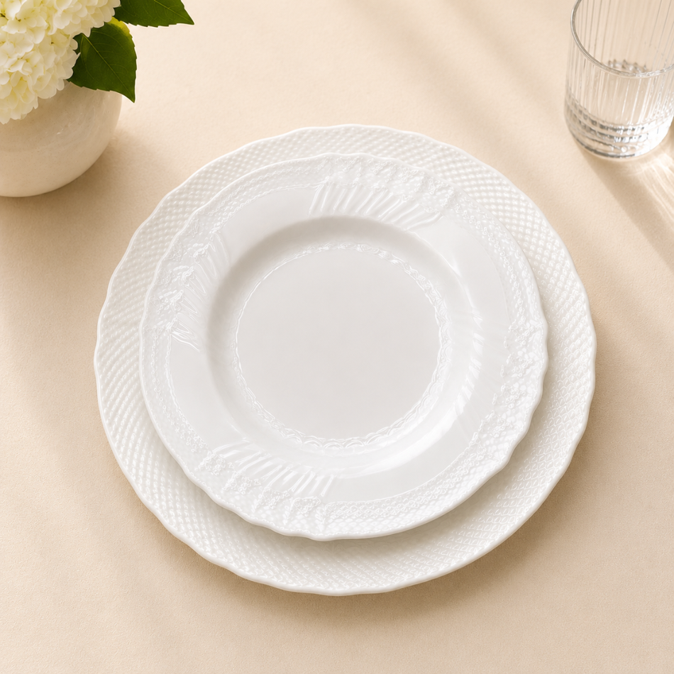 Camellia Luxury White Porcelain Side Plate – 22cm