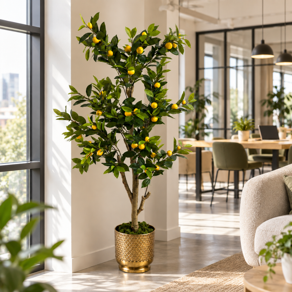Faux Lemon Tree 175cm Tall Artificial Office Tree