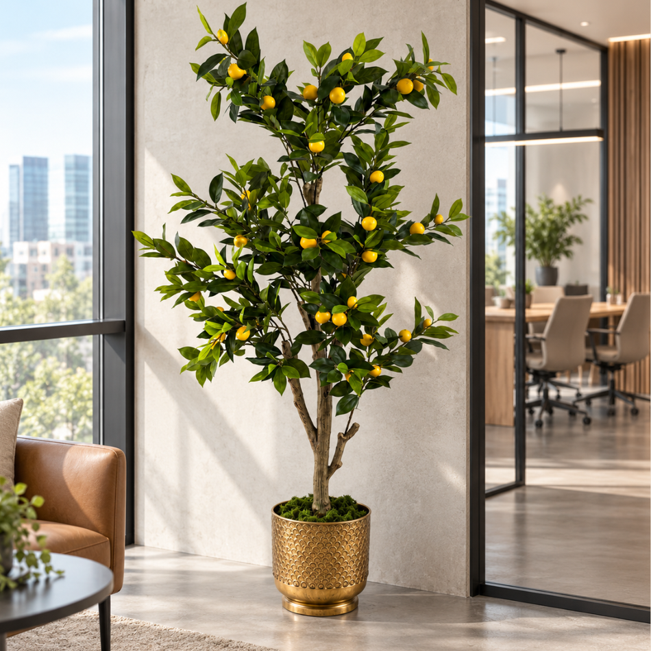 Faux Lemon Tree 175cm Tall Artificial Office Tree