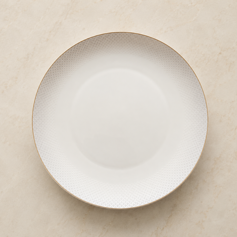 Kensington White Porcelain Dinner Plate – 27cm with Gold Trim