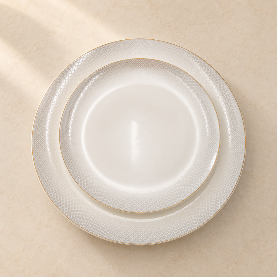 Kensington White Porcelain Side Plate – 20cm with Gold Trim