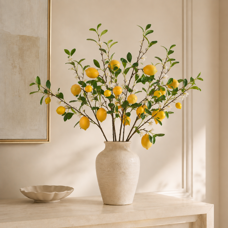 Artificial Lemon Branch 82cm (32.3") – Realistic Faux Citrus Stem
