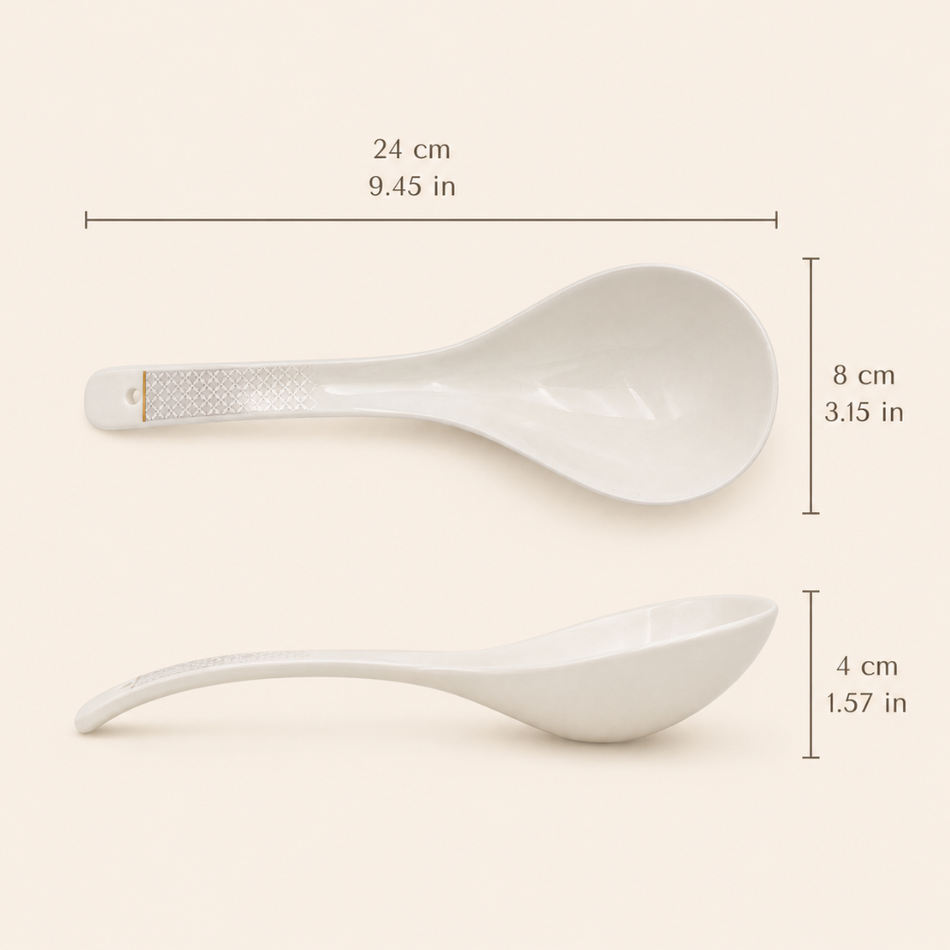 Kensington Luxury White Porcelain Soup Ladle – Elegant Serving Spoon