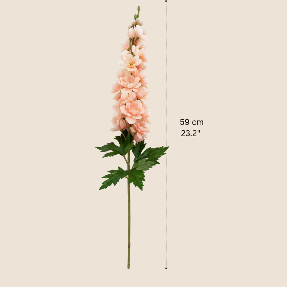 Real Touch Peach Pink Delphinium Stem 59cm (29.5") Artificial Wildflower Spray