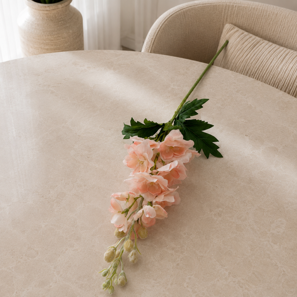 Real Touch Peach Pink Delphinium Stem 59cm - Artificial Wildflower Spray