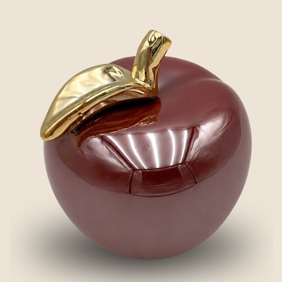 Red & Gold Pearlescent Apple Ornament 13cm – Glossy Ceramic Decorative Apple