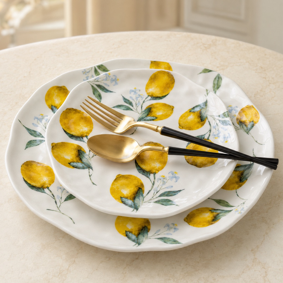 Amalfi Collection Lemon Porcelain Serving Platter - Dinner Plate - 27 cm