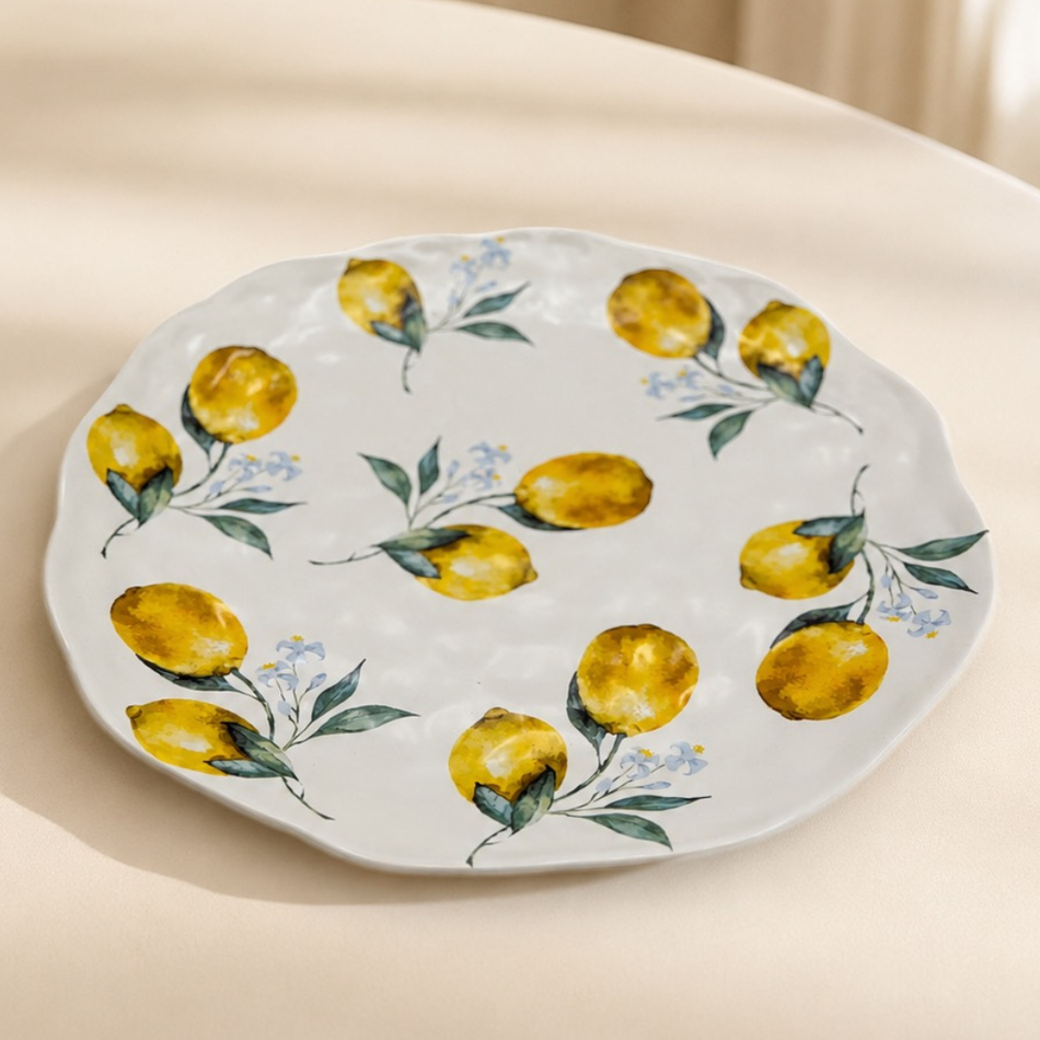 Amalfi Collection Lemon Porcelain Serving Platter - Dinner Plate - 27 cm