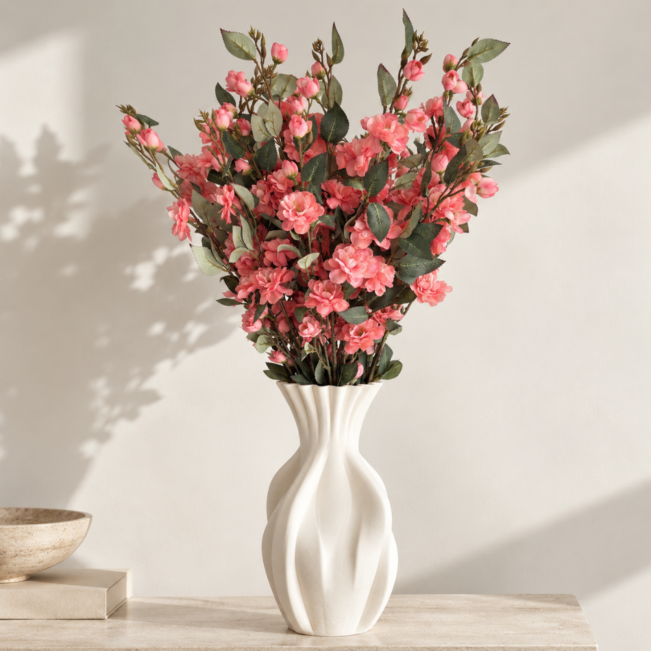 Autumn Pink Artificial Camellia Branch 90cm – Faux Camellia Flower Stem