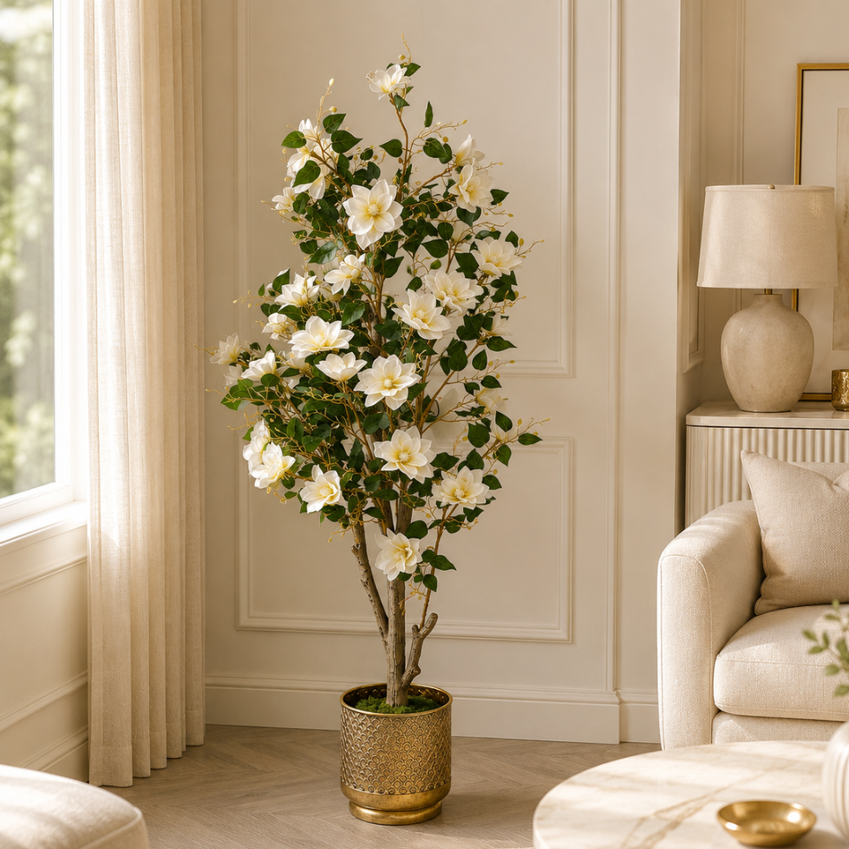 Faux Clematis Tree 180cm – Tall White Artificial Flower Tree