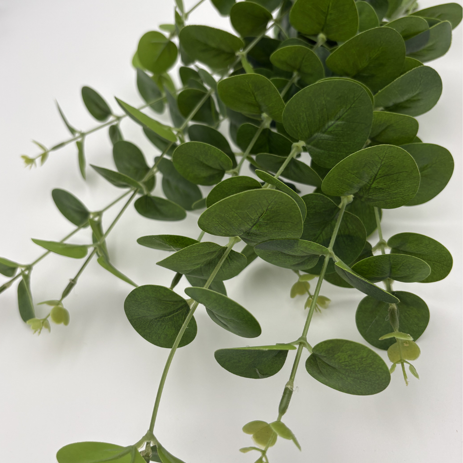 Green Artificial Silver Dollar Eucalyptus Stem 90cm – Single Stem
