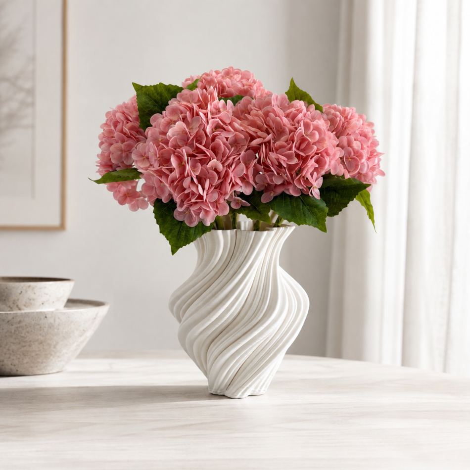 Deep Pink Artificial Hydrangea Stem 51cm – Single Stem