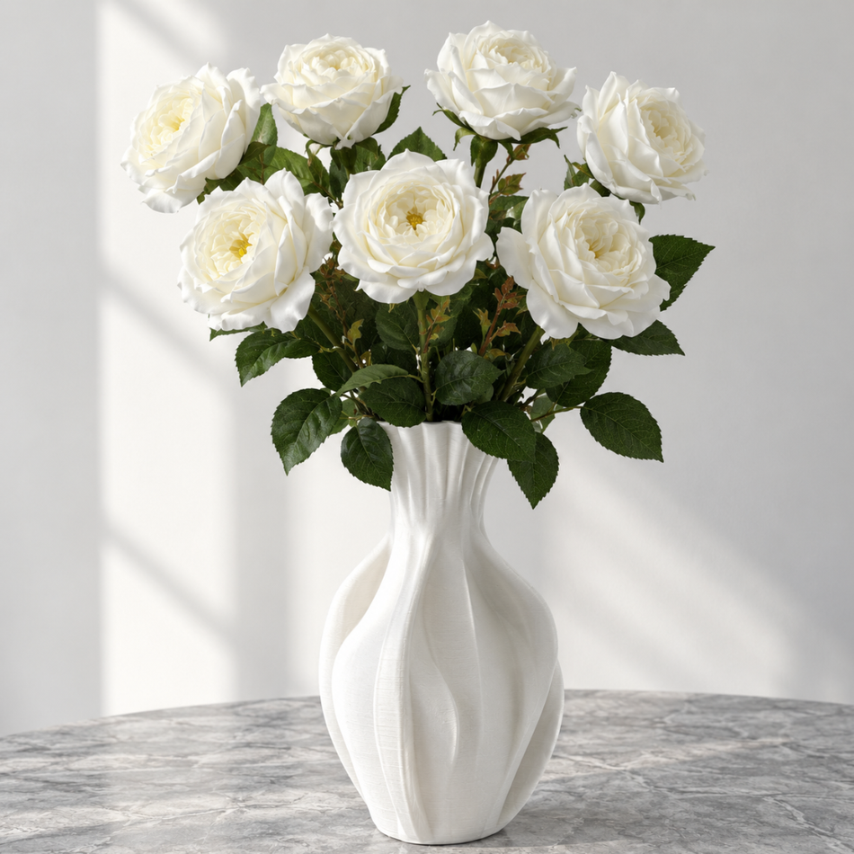 Pure White Artificial Juliet Rose Spray 68cm – Single Stem