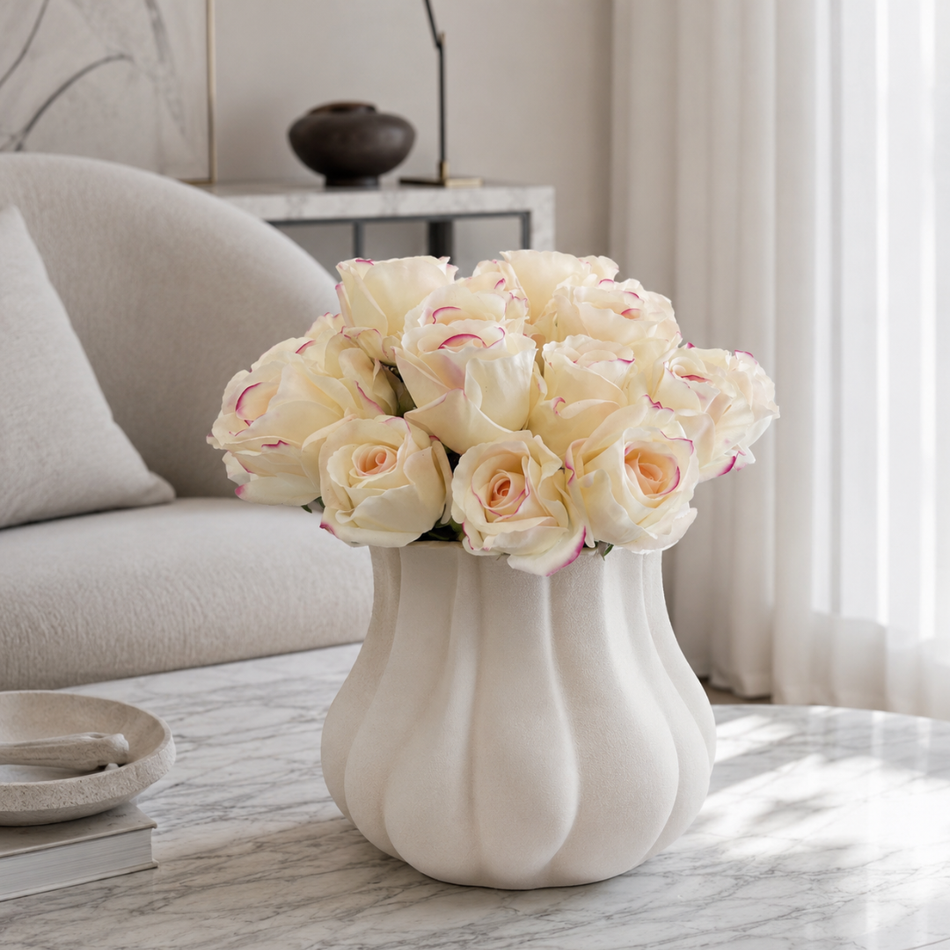 Pale Pink Artificial Cabbage Rose Stem 37cm – Single Stem