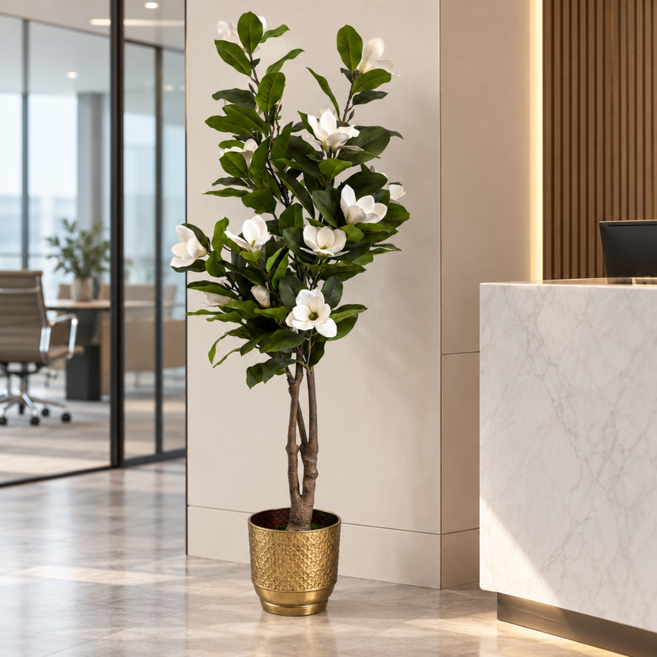 Artificial White Magnolia Tree 180cm Tall Office Plant