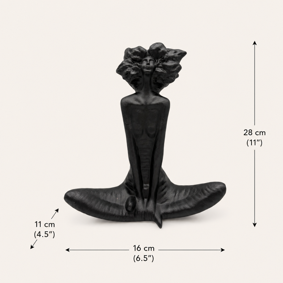 Black Blossom Lady Sculpture 35cm – Abstract Figure Statue
