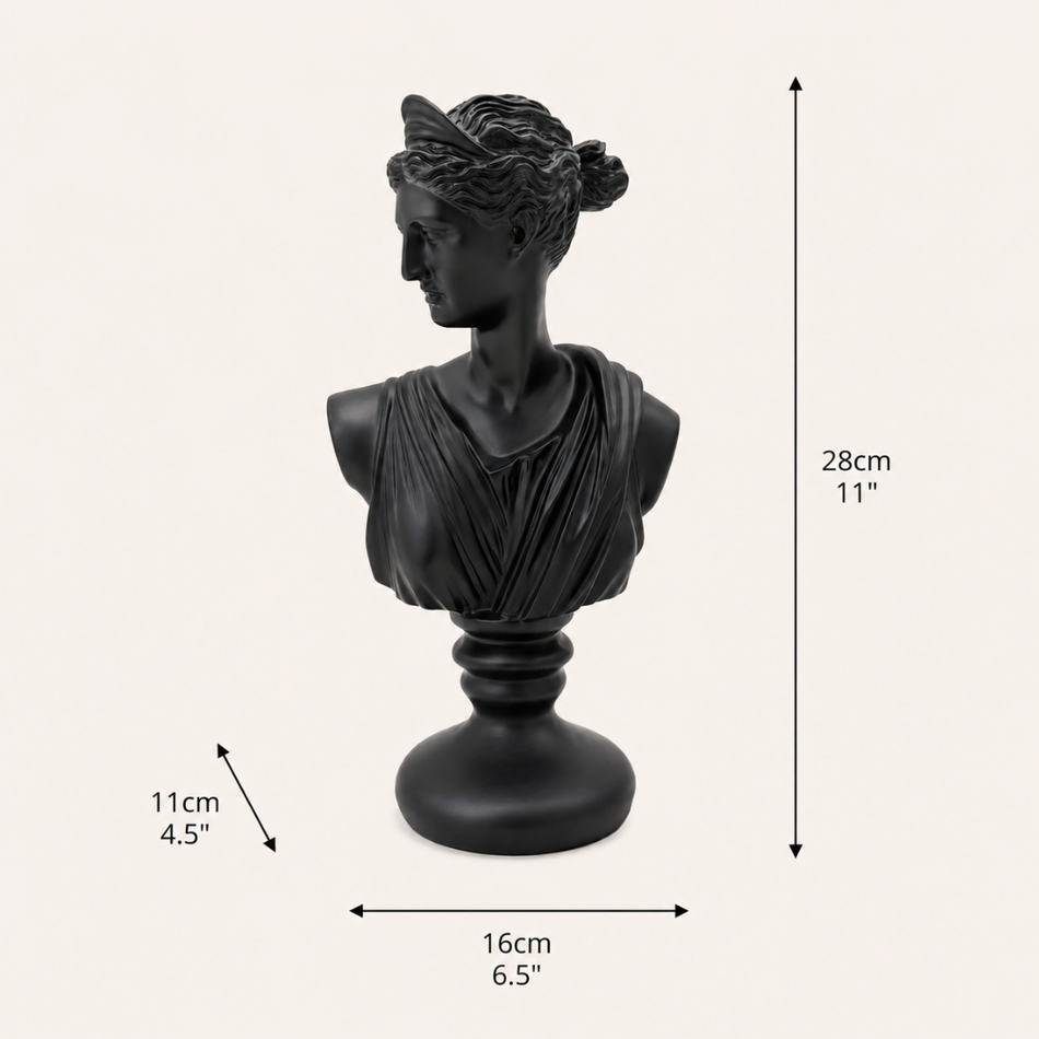 Black Diana Bust 28cm – Roman Goddess Statue