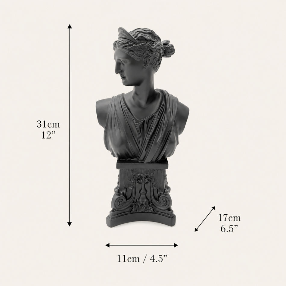 Black Diana Bust 31cm – Roman Goddess Statue