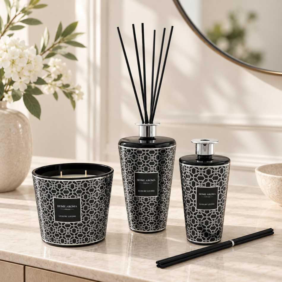 Black and Silver Geometric Reed Diffuser 500ml