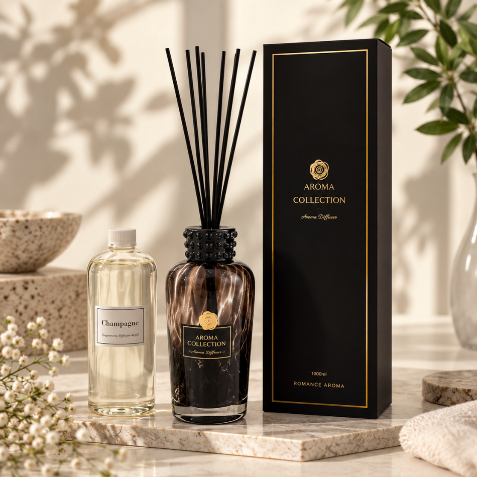 Champagne Reed Diffuser 1000ml Brown Tortoiseshell Glass