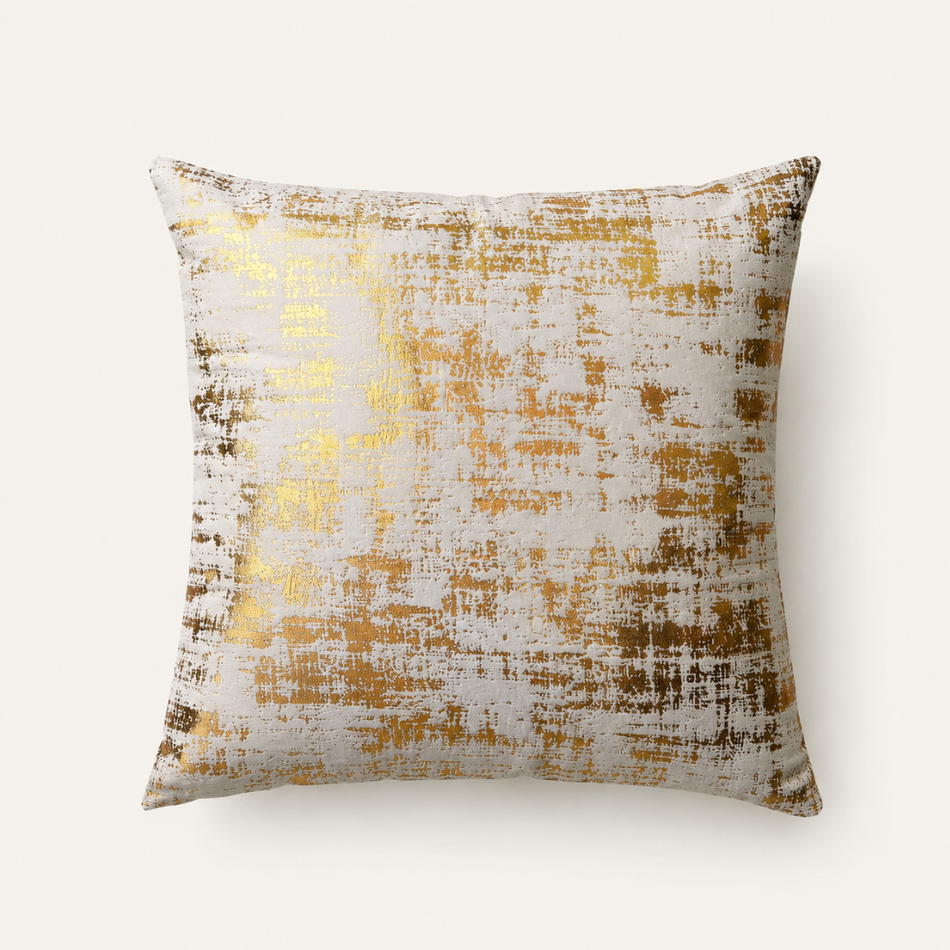 Cream & Metallic Gold Abstract Cushion Cover 45 × 45cm