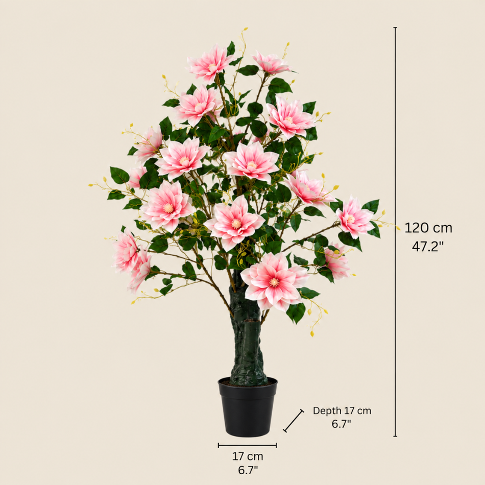 Faux Clematis Tree 120cm Realistic Faux Flowering Tree