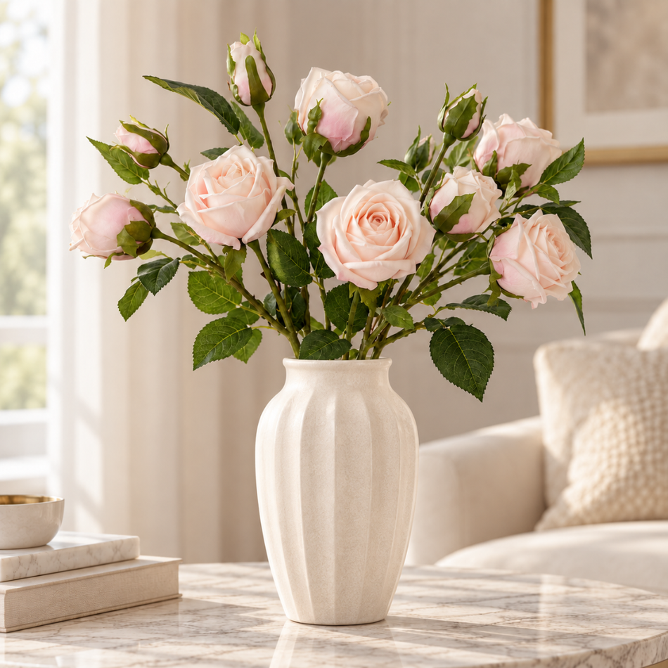 Artificial Garden Rose Stem 70cm Blush