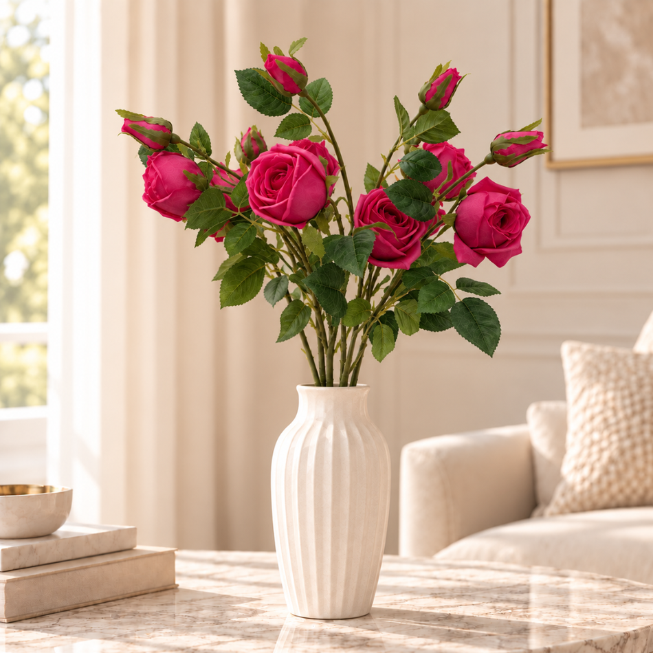 Artificial Garden Rose Stem 70cm Raspberry