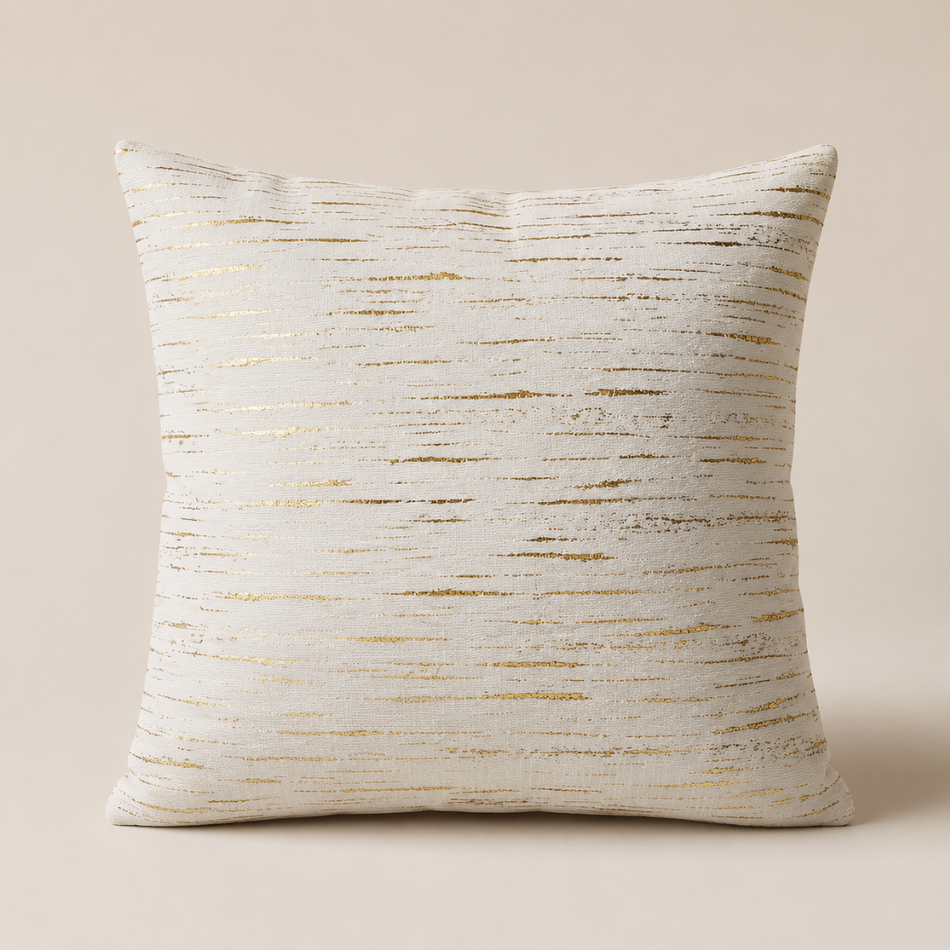 Cream and Metallic Gold Streak Cushion Cover – 45 x 45cm