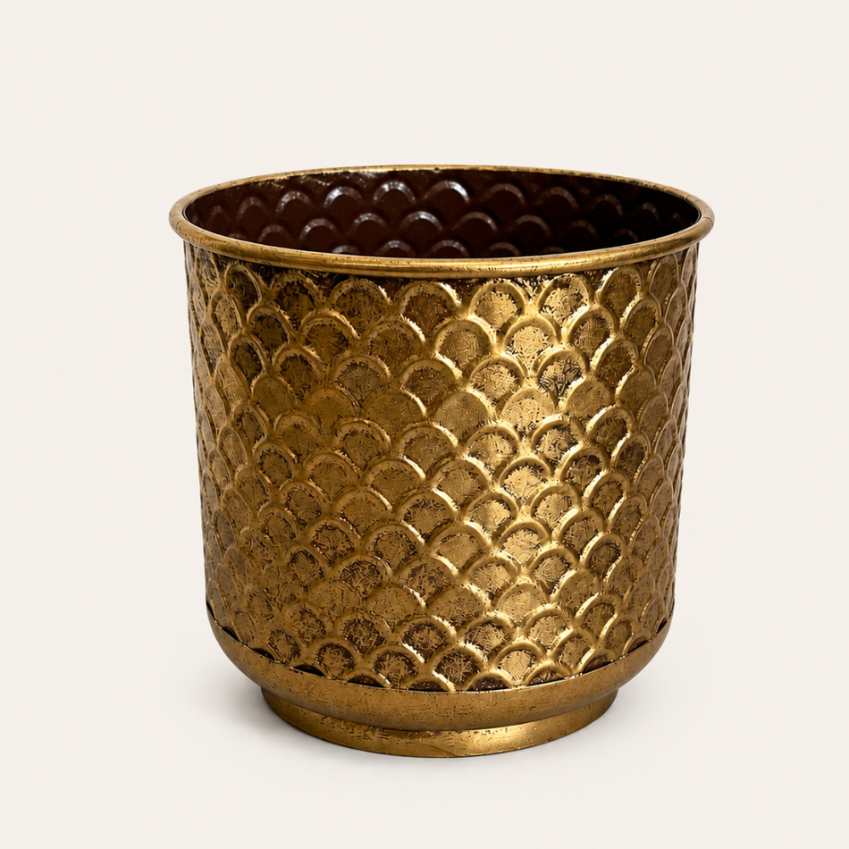 Hammered Gold Vase 24cm – Textured Metal Vase