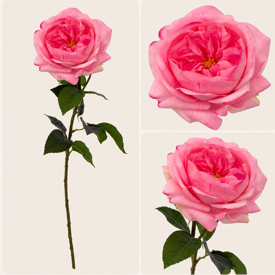 Artificial Juliet Rose Spray 68cm Deep Pink - Single Stem