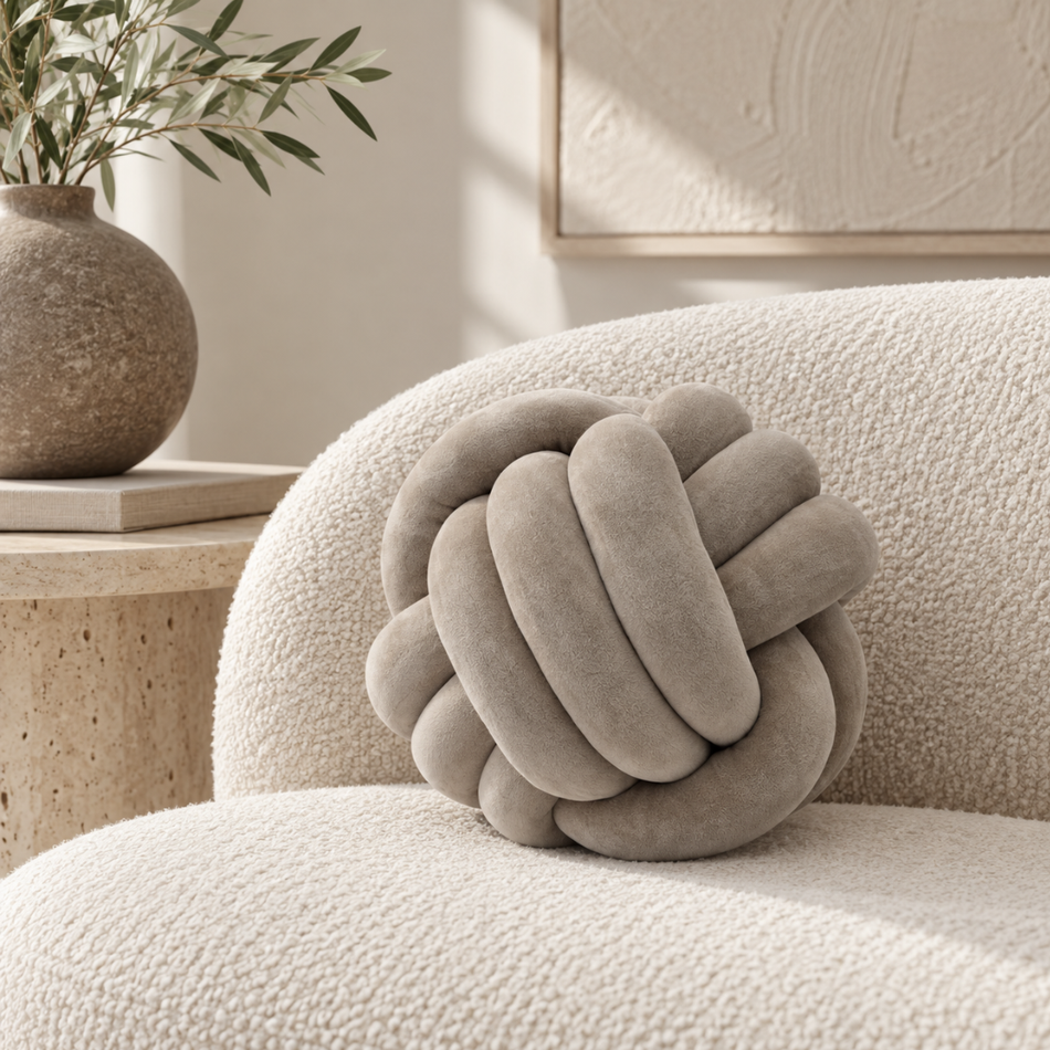 Knot Ball Decorative Pillow 27 x 27cm Taupe