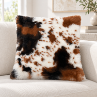 Leopard Print Faux Fur Cushion Cover 45 × 45cm – Brown & Black