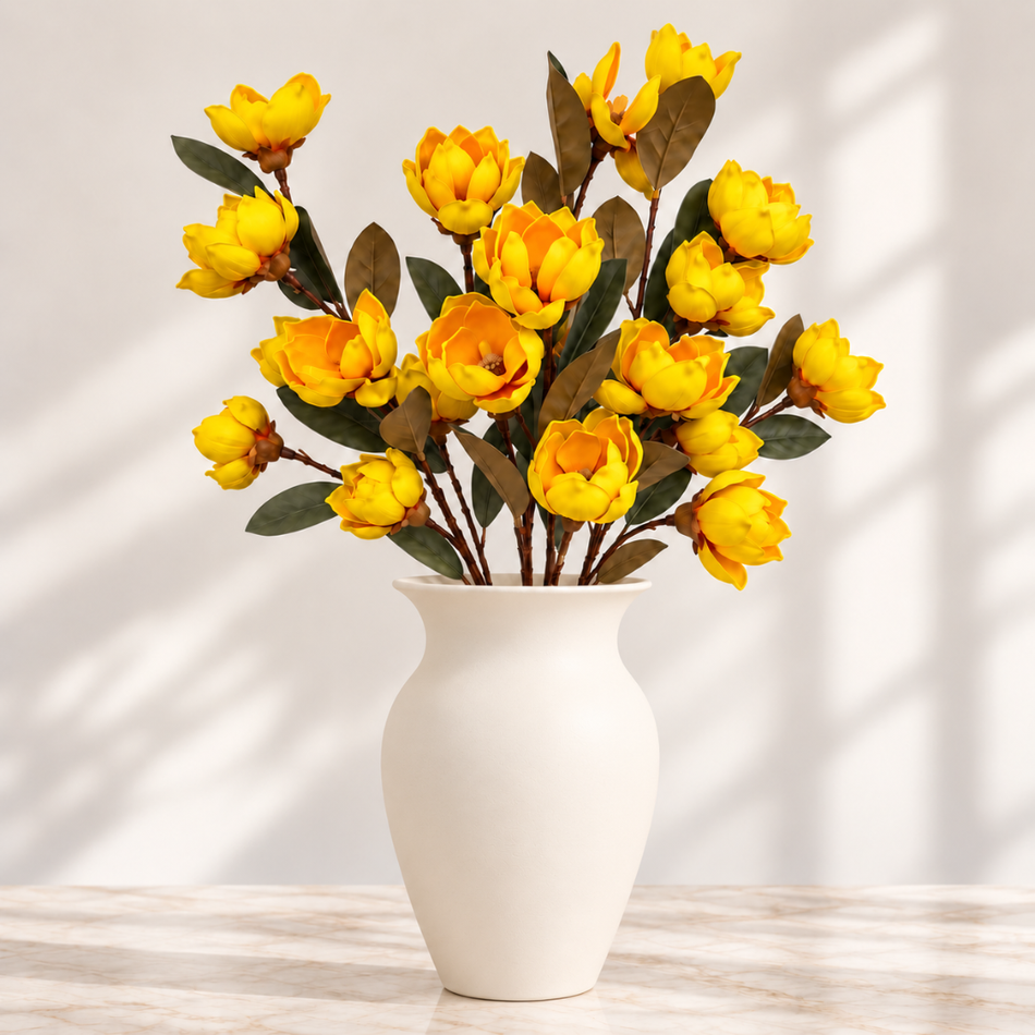 Artificial Magnolia Branch 96cm Yellow