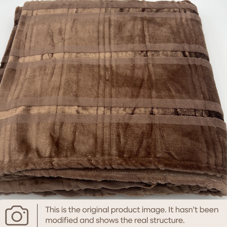 Large Copper Brown Plush Throw Blanket -  180 x 200cm