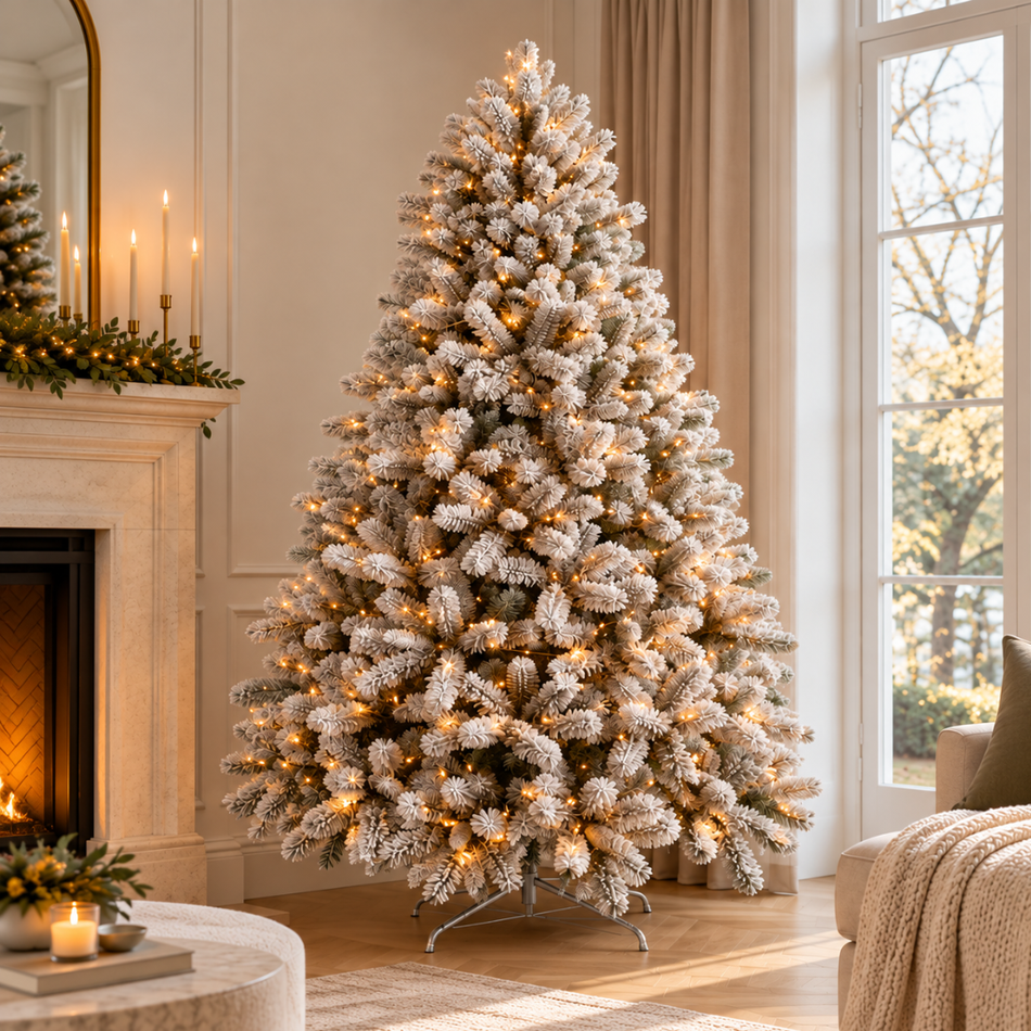 Snow-Flocked Pre-Lit Christmas Tree 7ft (2.1m)
