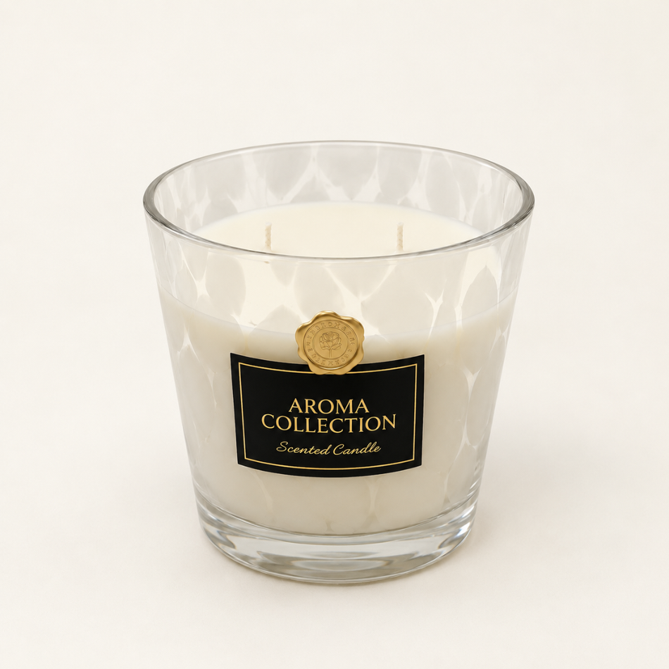 Three Wick Scented Candle 13.5cm White Speckled Glass