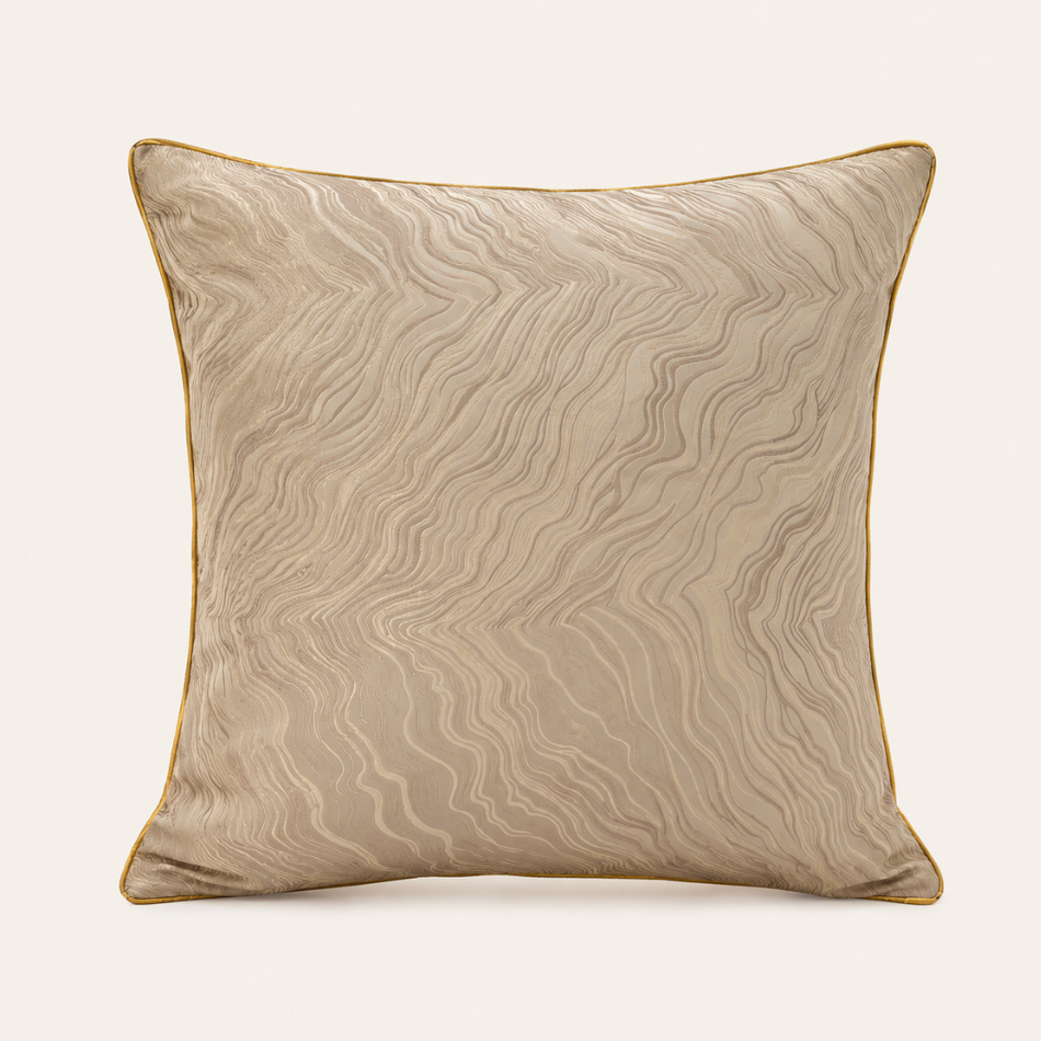 Wave Jacquard Cushion Cover 45 x 45cm Cream and Gold