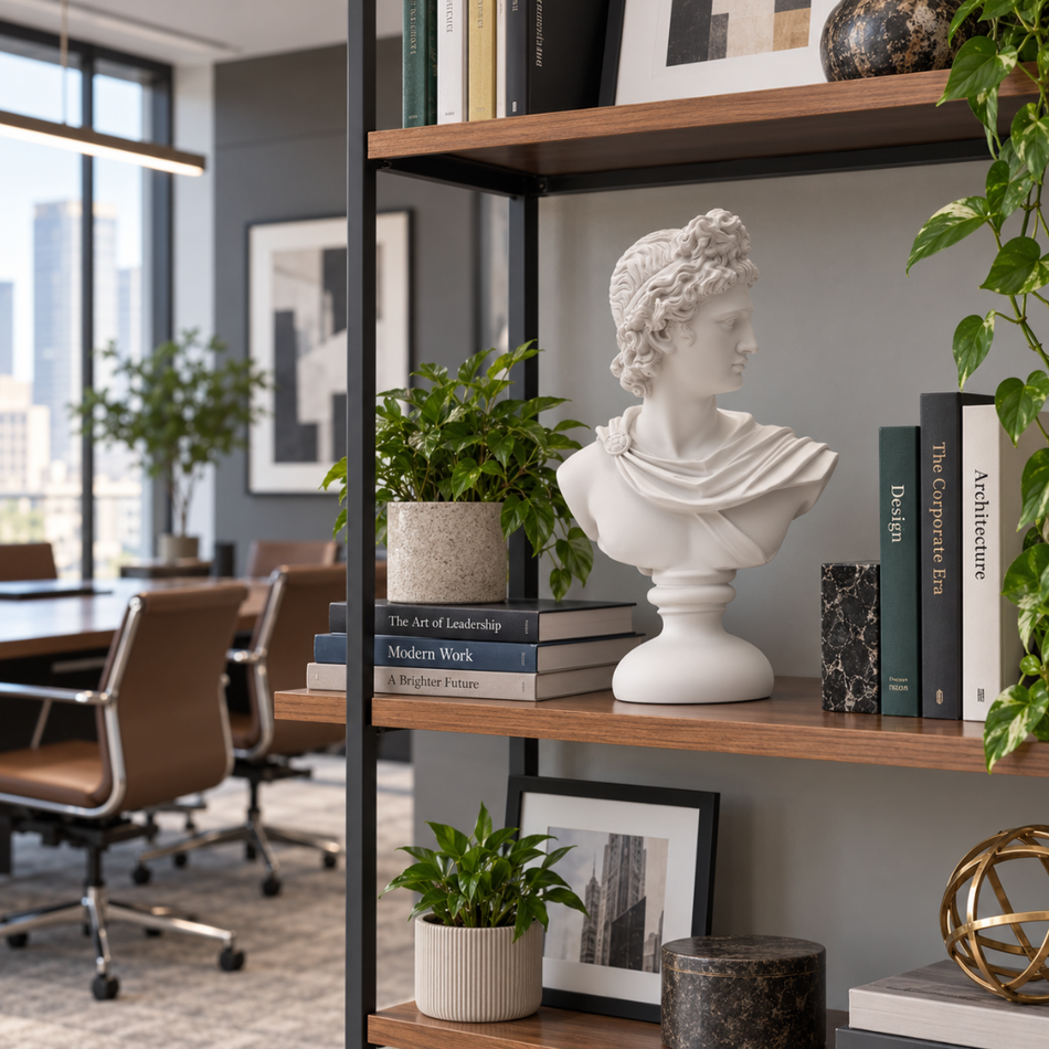 White Apollo Bust 30cm Greek God Statue Office Shelf Decor