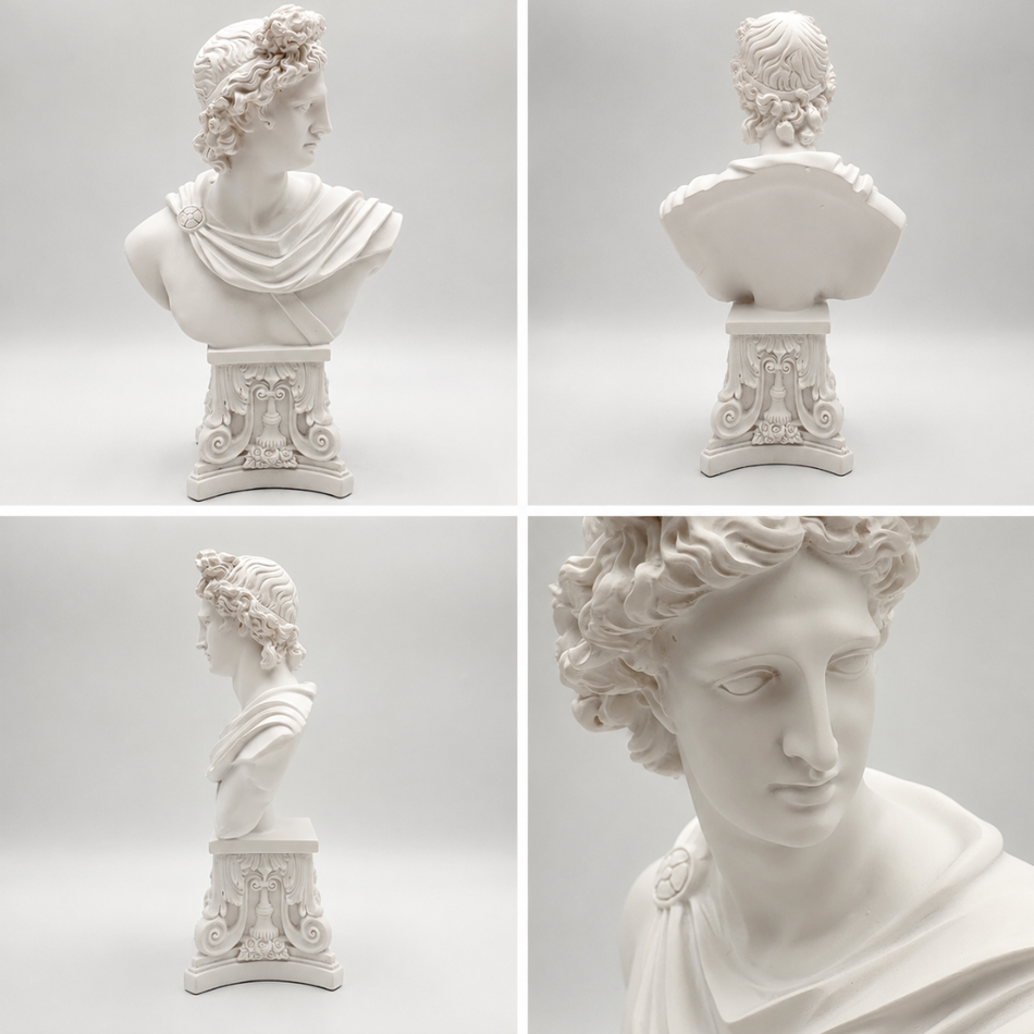 White Apollo Bust 32cm – Greek God Statue