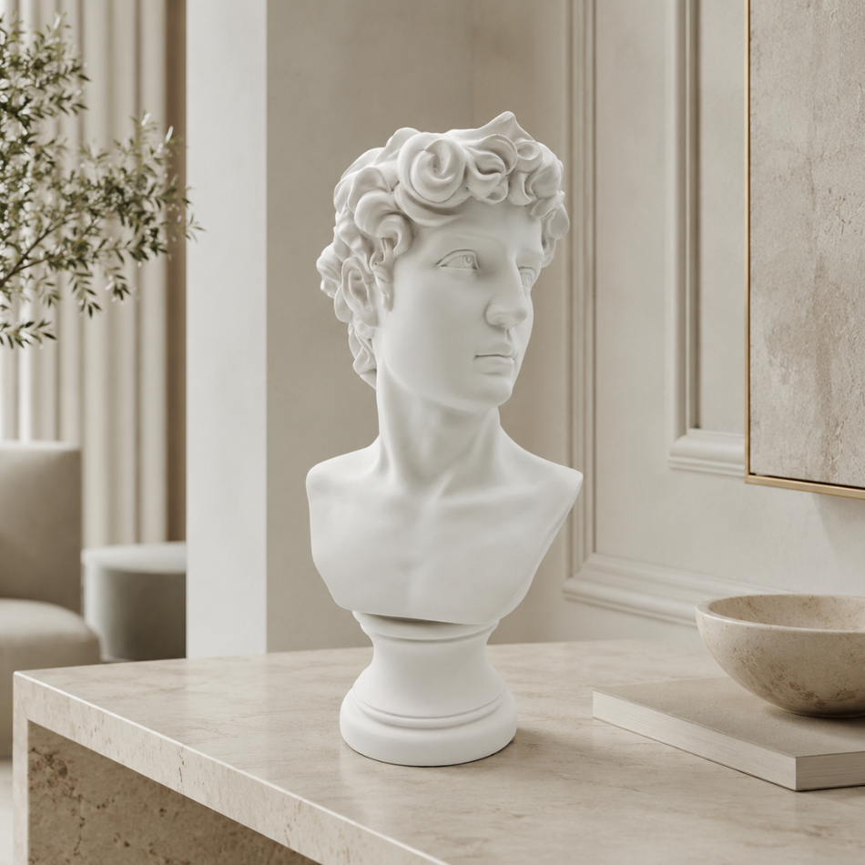 White David Bust 43cm – Michelangelo Statue